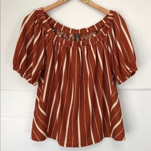 Anthropologie Off the shoulder Striped Blouse